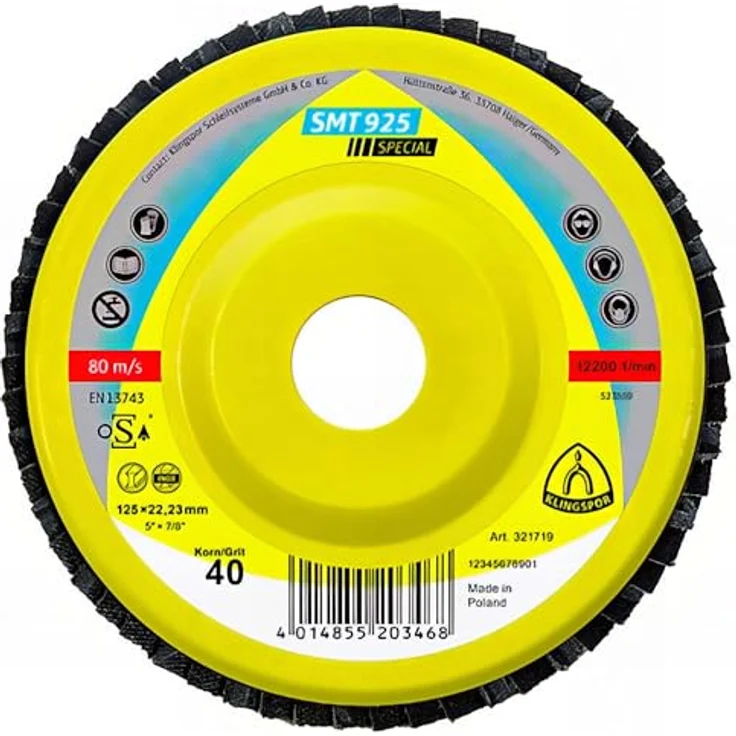 Klingspor SMT 925 Schleifmop Scheibe, 180 x 22,23 mm, für Schrupparbeiten, Verpackungseinheit 5