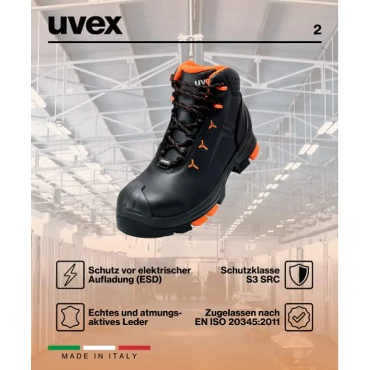 Uvex 2 6503240 Sicherheitsstiefel S3 Größe: 40 Schwarz, Orange 1 Paar – Bild 8