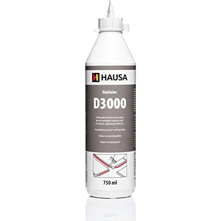 Holzleim Wasserfest D3 Weißleim Leim lösemittelfrei Holzkleber Baukleber Basteln Extra Stark für vielseitige Verleimungs- und Bastelarbeiten hitzebeständig 750 ml Flasche