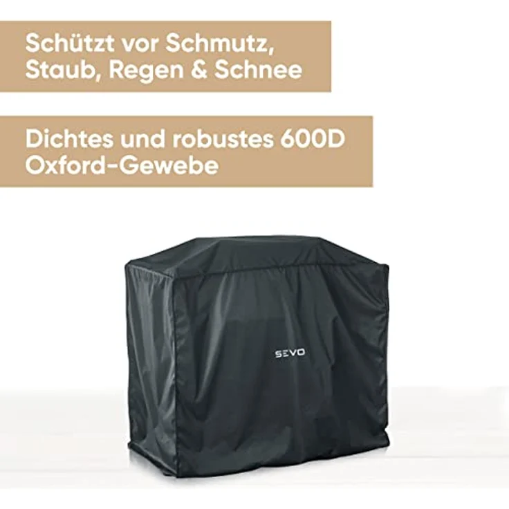 SEVERIN Grillabdeckung SEVO GTS für SEVERIN SEVO (SMART CONTROL) GTS, Grill Abdeckhaube aus wasserdichtem 600D Oxford-Gewebe, robuste Grillhaube gegen Witterung, schwarz, ZB 8128 – Bild 3
