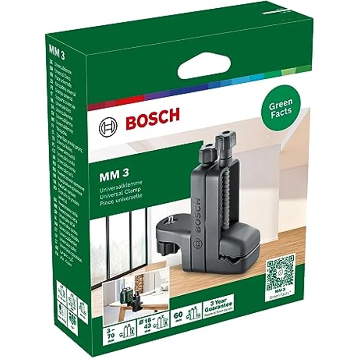 Bosch Stativ MM 3, für Kreuzlinienlaser, präzise Höhenverstellung, drehbare Klemmhalterung, nachhaltiges Produkt – Bild 2