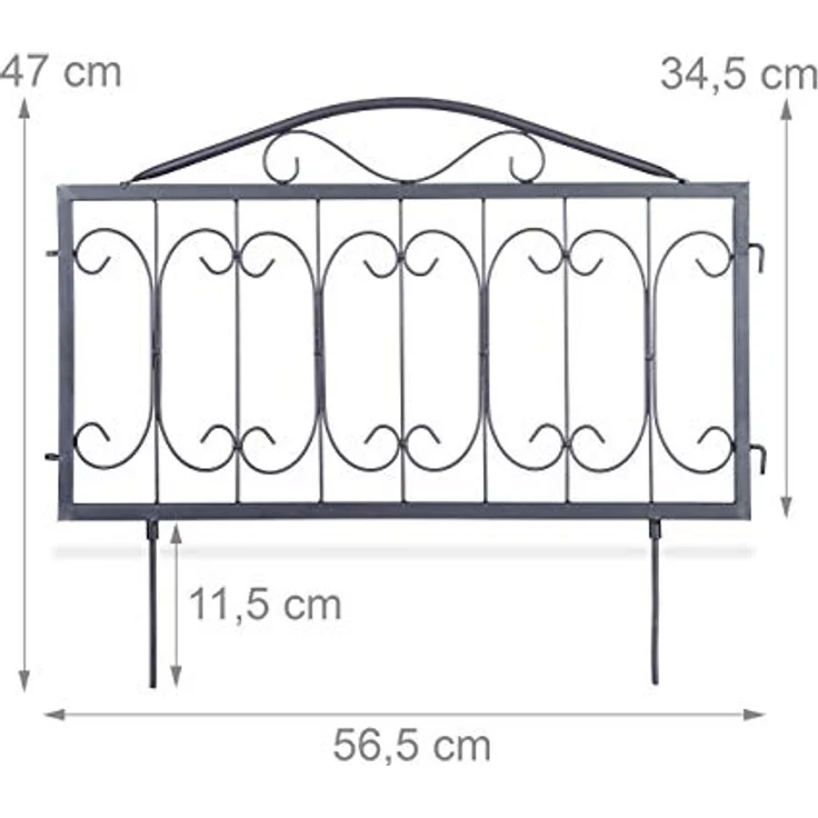 Relaxdays Rasenkante Beetzaun, dekorative Beeteinfassung mit antikem Design, 225 cm, schwarz oder grün – Bild 4