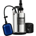 VEVOR Schmutzwasserpumpe 550 W Tauchpumpe, 158 L/min, für Swimmingpool Keller Klärgrube, mit Ablassadapter