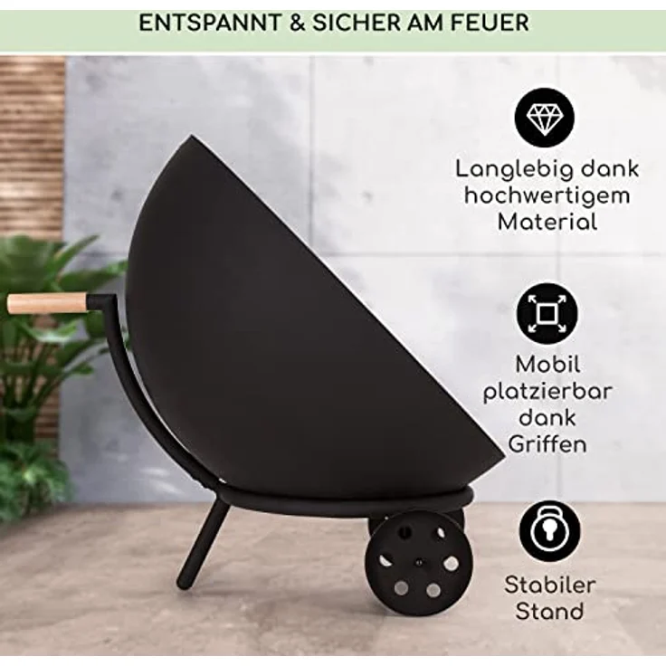 Blumfeldt Feuerschale, Outdoor Stahl-Feuerschale Groß für Balkon & Camping, Runde Feuerstelle mit Wetterfestem Design – Bild 3