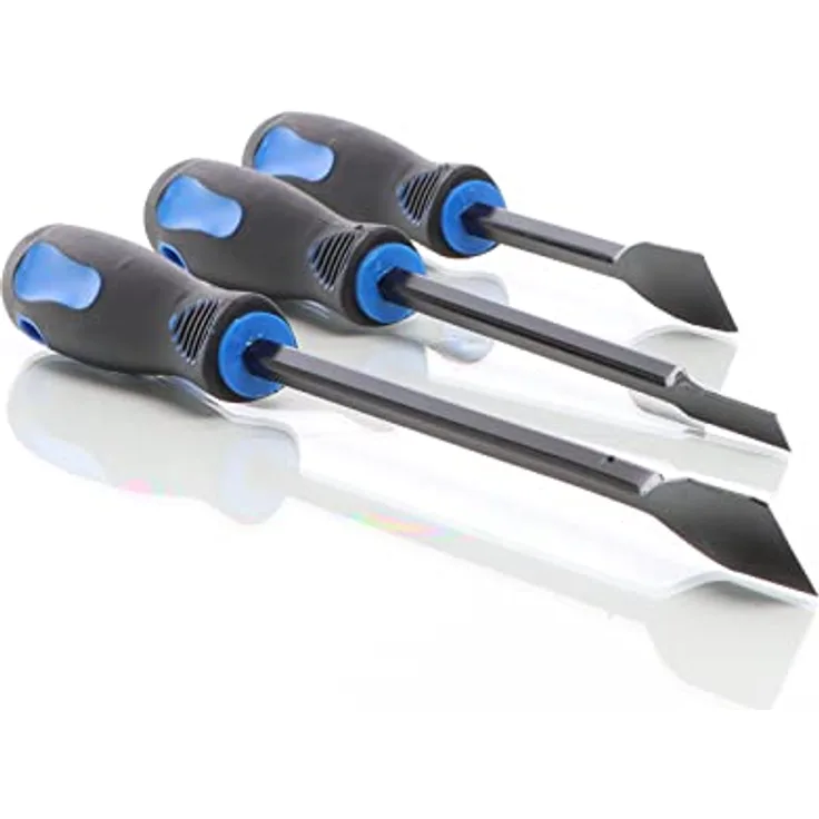 XPOtool Dichtungsschaber Set 3-teilig, Flachschaber aus Chrom-Vanadium-Stahl mit rutschfesten TPR-Griffen, ideal zum Entfernen von Dichtungen und Kleberesten
