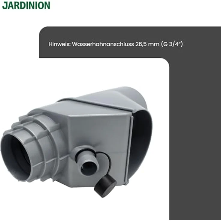 Jardinion Regenwasserfilter Laubabscheider, 30,5 x 12 x 17,5cm, Silber, für Fallrohre DN75 und DN85 mit Überlaufstop – Bild 4