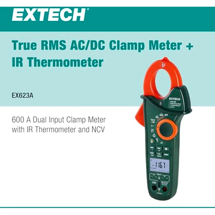 Extech Spannungsprüfer Extech EX623A Stromzange digital IR-Thermometer CAT III 600 V – Bild 3