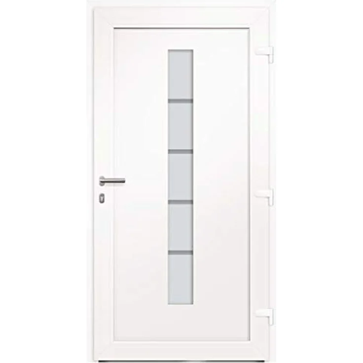 vidaXL Eingangstür, Haustür aus Aluminium und PVC, weiß, mit 5-fach-Sicherheitsschloss, isolierverglast, 100x210 cm – Bild 2