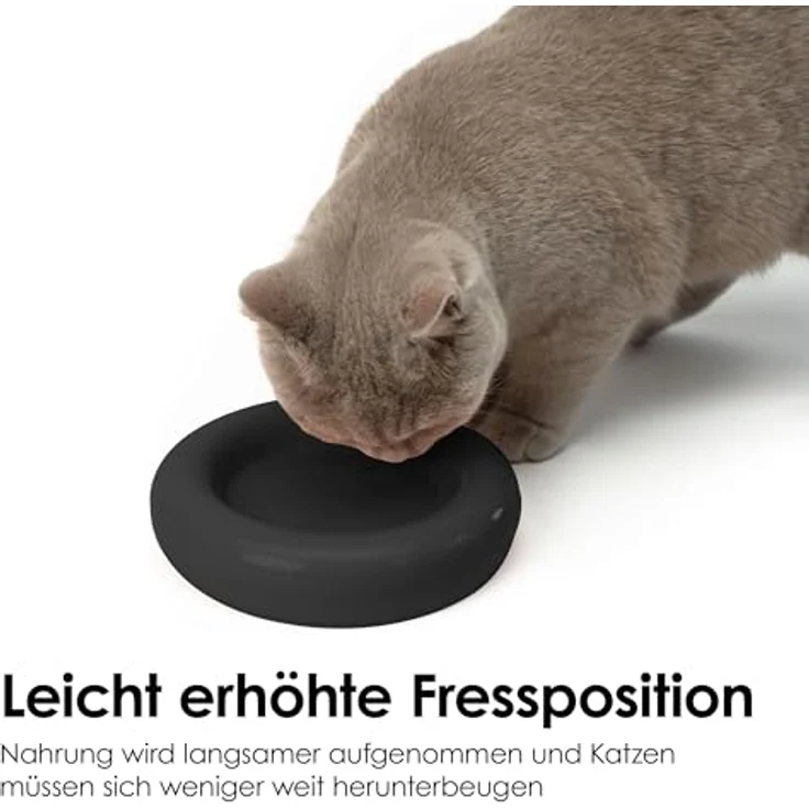 LucyBalu DROP Katzennapf aus Porzellan, erhöhter Fressnapf für Katzen, kippsicher und leicht zu reinigen, ergonomisch, schwarz – Bild 4