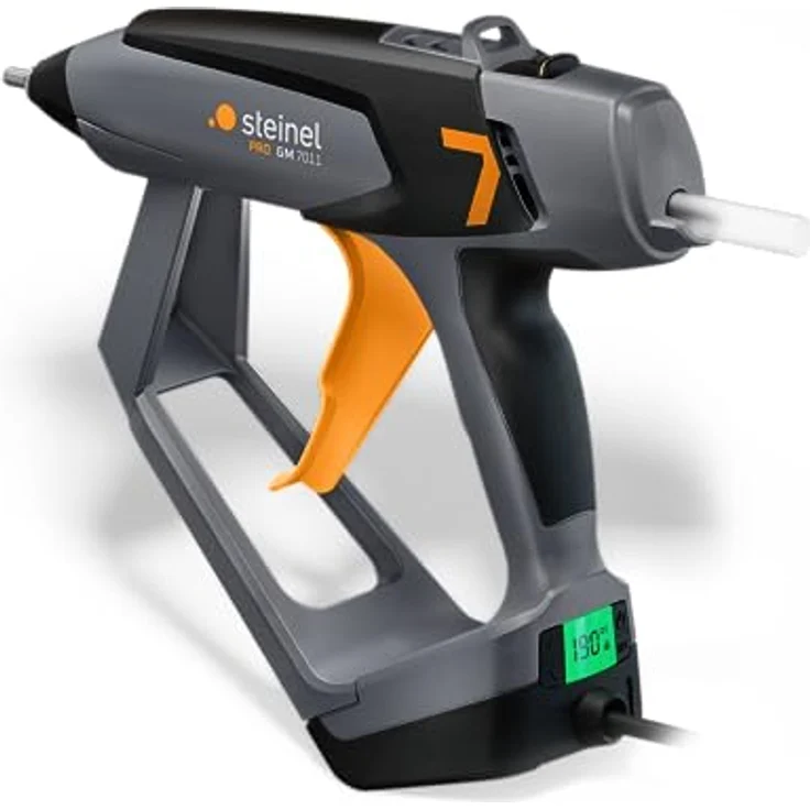 Steinel Heißklebepistole GlueMatic 7011 Koffer-Set inkl. 3x 11 mm Klebesticks, elektronisch geregelte Heißklebepistole, Klebemenge einstellbar, wechselbare Düsen, 110 W – Bild 1