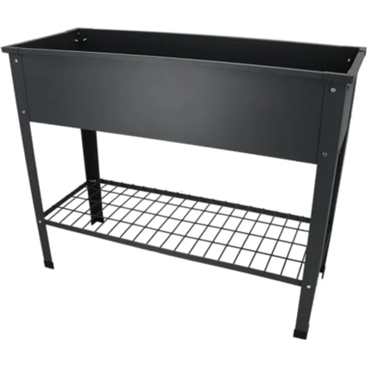 Esschert Design Dutchlander Erhöhte Kinderzimmerbox Metall anthrazit L, Stahl, PP & Edelstahl, 80 Liter Erdvolumen, 40 kg Tragfähigkeit