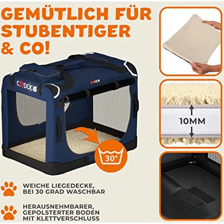 Cadoca Hundetransportbox faltbar Größe XL Blau – Bild 6