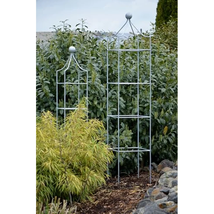 ELEO Obelisk Catania Klein Feuerverzinkt, Rankhilfe aus massivem Metall, 150 cm x 29 cm, silbrig-matt – Bild 5