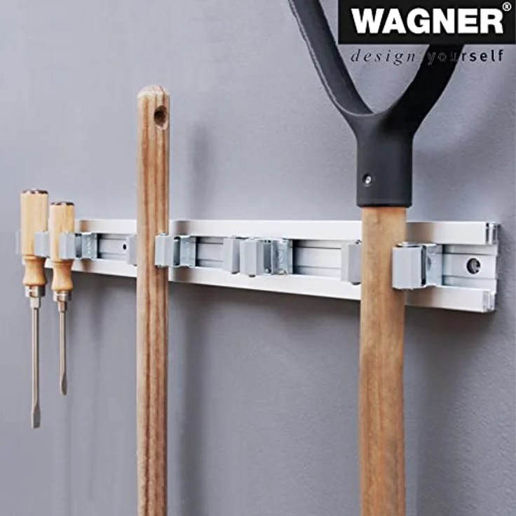 WAGNER - hooks4tools - Gerätehalter CLIPS & SCHIENE AUSZIEHBAR - 600-1170 x 55 mm, 5 Clips 52 x 52 x 38 mm, aus Aluminium, für Geräte Ø max. 3 cm, Tragkraft bis 2 kg/Clip - 15204611 – Bild 5