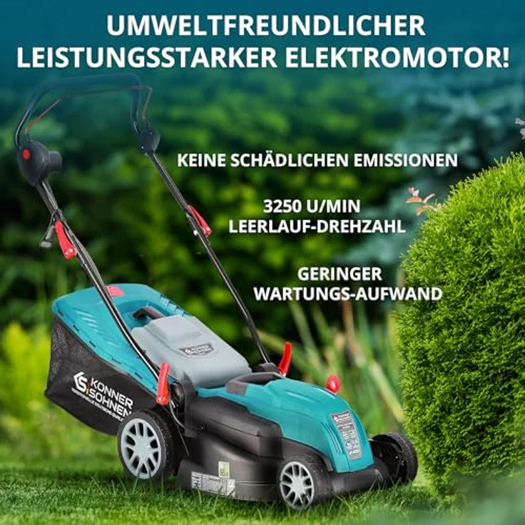 Könner & Söhnen Elektrorasenmäher KS 38LM, 38 cm Schnittbreite, 3250 U/min 1400 W, maximale Leistung ohne Unterbrechungen, schwarz-rot – Bild 8