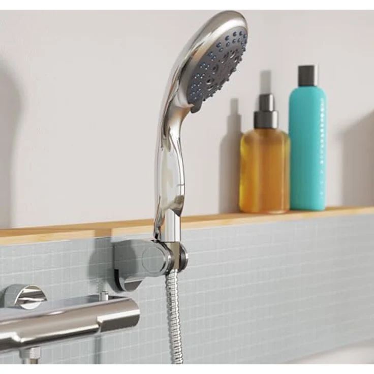 Eisl Handbrause Welly Chrom, Duscharmatur mit 5 Funktionen, ergonomischem Griff und Antikalk-Noppen, Ø 12 cm Duschkopf – Bild 7