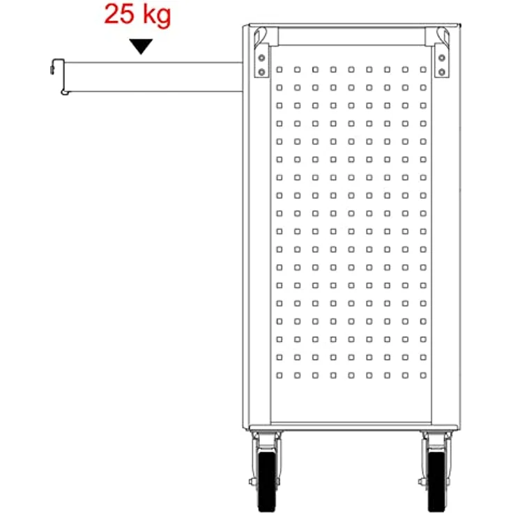 KS Tools ECOline Werkzeugwagen 897.7515, Werkstattwagen mit Zentralverriegelung, 100% Auszug, rutschfesten Gummieinlagen, Stahlblechkonstruktion, schwarz – Bild 4