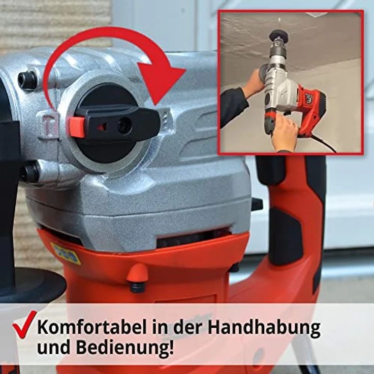Hecht Bohrhammer 1036, 1500W SDS-Plus, 4250 U/min, mit Koffer und Zubehör für Beton und Stein – Bild 3