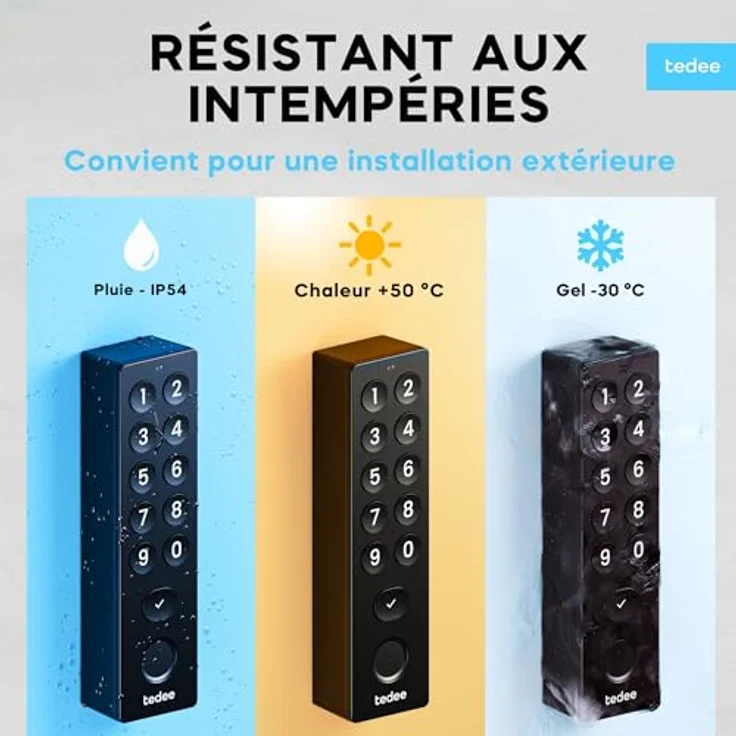 tedee Keypad PRO, Biometrisches Tastenfeld für smartes Türschloss mit Fingerabdrucksensor und PIN-Code, IP65 wasserdicht, Schwarz – Bild 5