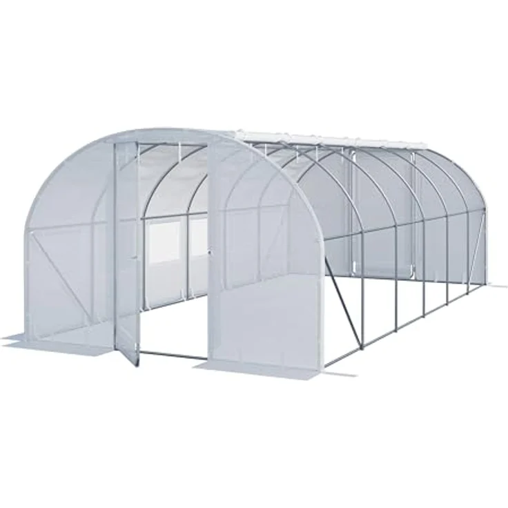 TOOLPORT Foliengewächshaus 3x6m Premium, schwenkbare Türkonstruktion, PE-Plane 180 g/m², weiß transparent, wind- und wetterfest – Bild 1