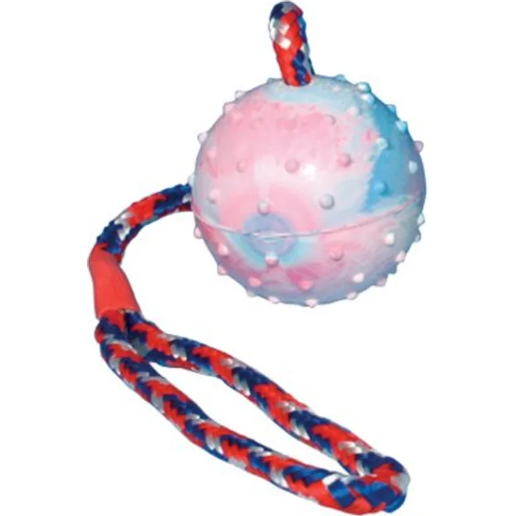 Trixie Ball am Seil, Naturgummi, ø 7/30 cm, pink/lime, Hundespielzeug, Apportieren, Tauziehen