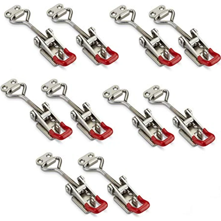 10er Set JUNKER Spannverschluss M6 (Haltekraft 220kg, abschließbar) Edelstahl SS304 verstellbarer Schnellspanner – Bild 1
