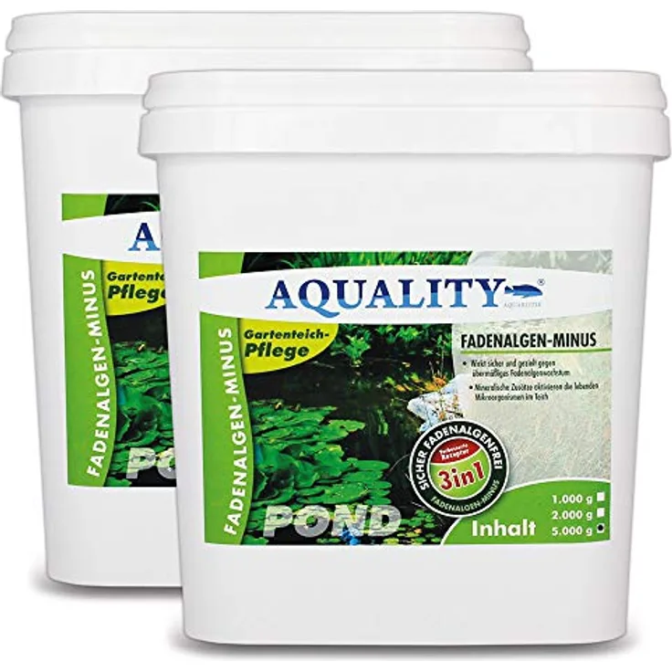 AQUALITY Gartenteich 3in1 Fadenalgen-Minus (Wirkt sicher und gezielt - Fadenalgenvernichter, Algenmittel, Algenentferner mit Sofortwirkung), Inhalt:10 kg