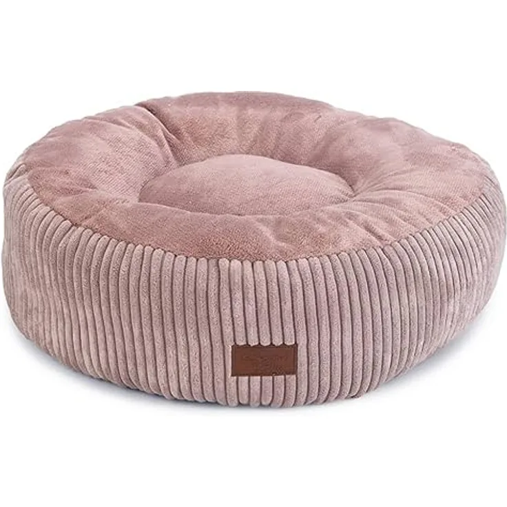 Designed By Lotte Katzen Liegebett Ribbed pink, weicher gerippter Stoff, runde Form, Silikonfaserfüllung