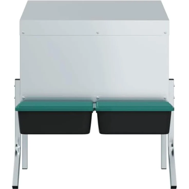 vidaXL Hühnerstall Hühner-Nistkasten 2 Fächer, verzinkter Stahl mit flexibler Beinhöhe, Silber/Dunkelgrün/Schwarz – Bild 5