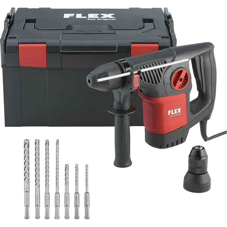 Flex Bohrhammer CHE 4-32 R SDS-Plus, 900 Watt, Wechselfutter, L-Boxx, 7 tlg. Bohrersatz, hohe Schlagenergie, geringer Vibration