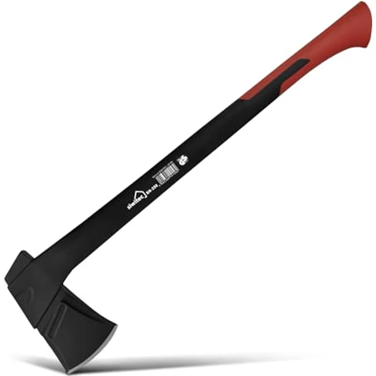 siwitec Axt SN-250 inkl. Klingenschutz, Spaltaxt mit 250 Gramm Kopfgewicht, Axt zum Holz spalten mit glasfaserverstärktem Kunststoff-Stiel und C45 Carbon Klinge, Spalthammer – Bild 1