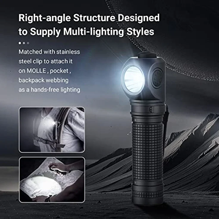 NEXTORCH P10 Mini LED Taschenlampe, 90 Grad rechtwinklig, 1400 Lumen, USB wiederaufladbar, rot, für Camping und Outdoor – Bild 4