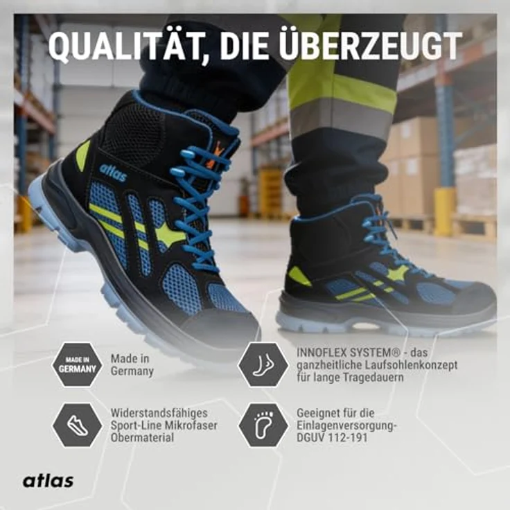 Atlas FLASH 8205 XP, knöchelhoher Sicherheitsschuh S1P ESD SRC mit metallfreier Durchtritthemmung und 3D-Dämpfungssystem, Größe 39 – Bild 6