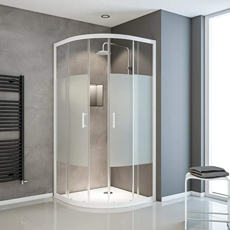 Schulte Sunny Runddusche, 90 x 90 x 190 cm, 5 mm Sicherheitsglas Dekor Dezent light, Alpinweiß, Duschkabine zur Montage auf Duschwanne und Fliesen, EP395618 04 117 – Bild 2