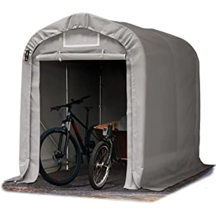 TOOLPORT Garagenzelt Carport 1,6 x 2,4 m, graue Mini-Garage mit PVC 800 N Plane und stabiler Stahlrohrkonstruktion