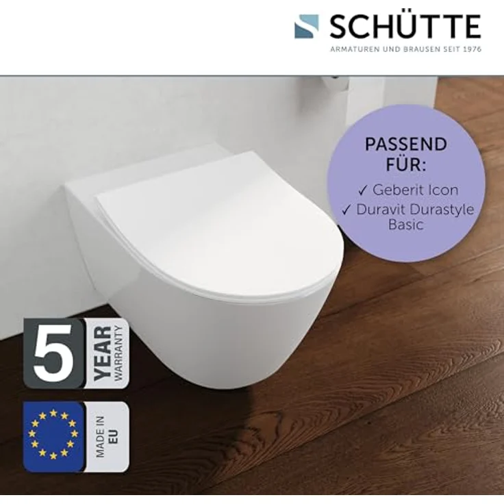 Schütte WC-Sitz D-Form Pro 6 Duroplast, mit Absenkautomatik und Schnellverschluss, weiß, bis 250 kg belastbar – Bild 4