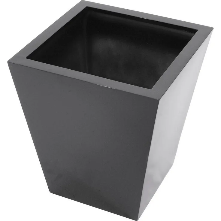 EUROPALMS LEICHTSIN BASIC-50, Übertopf aus PE Polyethylen und Aluminium, schwarz glänzend, 50 cm hoch, Ø 45 cm