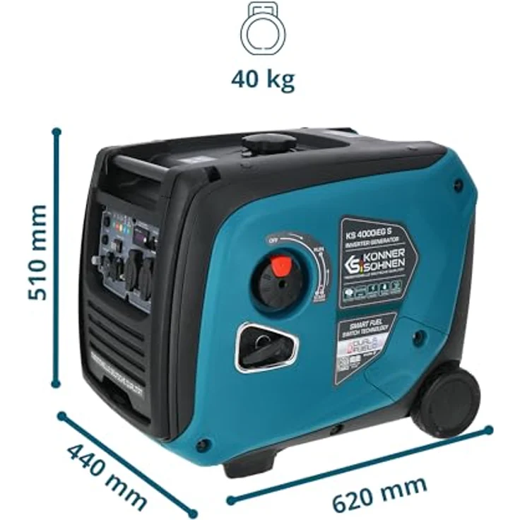 Könner&Söhnen KS 4000iEGS Gas Benzin Stromaggregat 4000 Watt, Notstrom - Blau – Bild 10