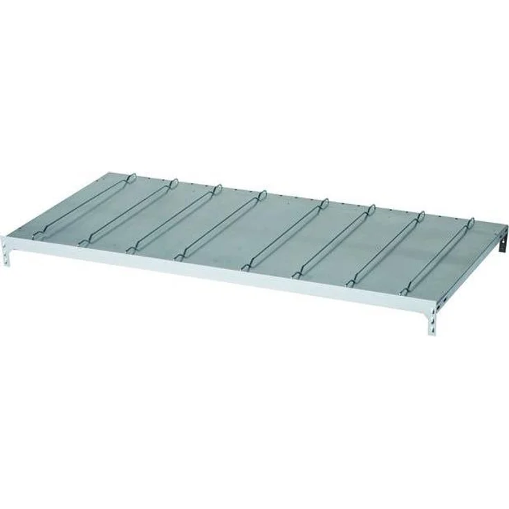 Schulte Kellerregal Fachboden für Schrägbodenregal, silber, 130,0 x 80,0 cm mit höhenverstellbaren Trennführungen und erhöhtem Längenriegel