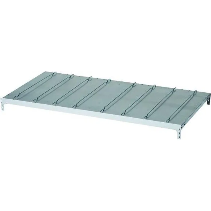 Schulte Kellerregal Fachboden für Schrägbodenregal, silber 130,0 x 60,0 cm, mit 8 Trennführungen und erhöhtem Längenriegel