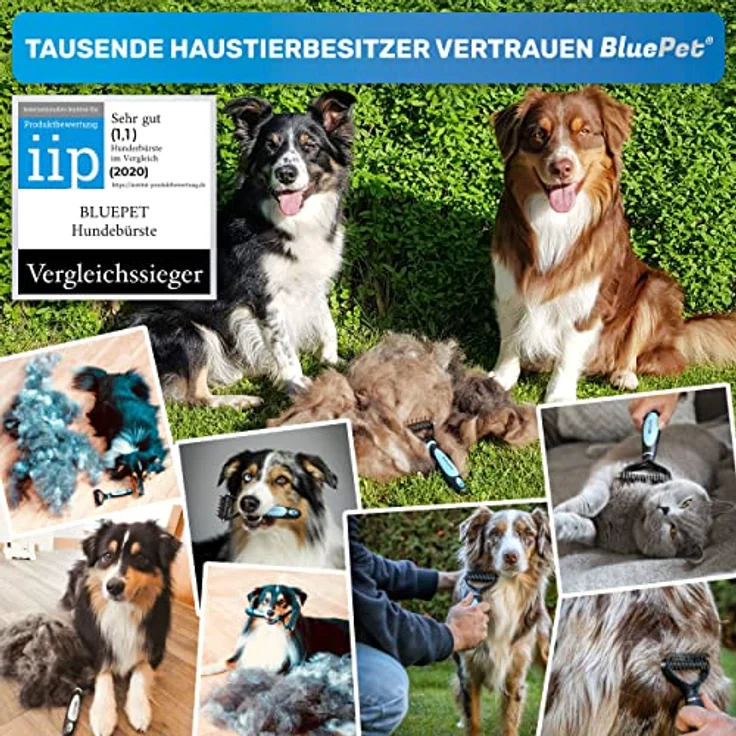 BluePet UnterwollToll Hundebürste & Katzenbürste für langhaar | Unterwollkamm entfernt Unterwolle & Verfilzungen | Massageffekt & Deckhaarschutz | Fellbürste – Bild 5