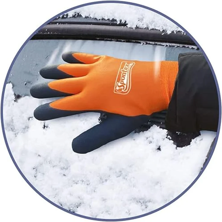 Spontex Winter Worker Waterproof Handschuhe, Wasserfeste Arbeitshandschuhe mit zweilagigem Innenfutter, hoher Kälteschutz, Latexbeschichtung, Größe XXL, Orange/Schwarz – Bild 2