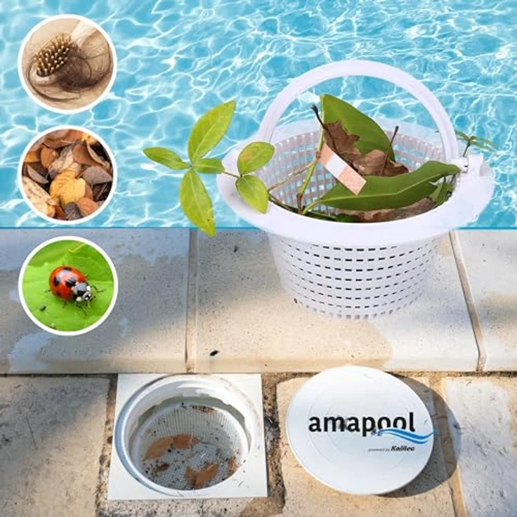 Amapool Skimmer Korb 16cm, Ersatzkorb für Standard Skimmer, chlorbeständig und stabil mit Griff für einfache Entnahme – Bild 3
