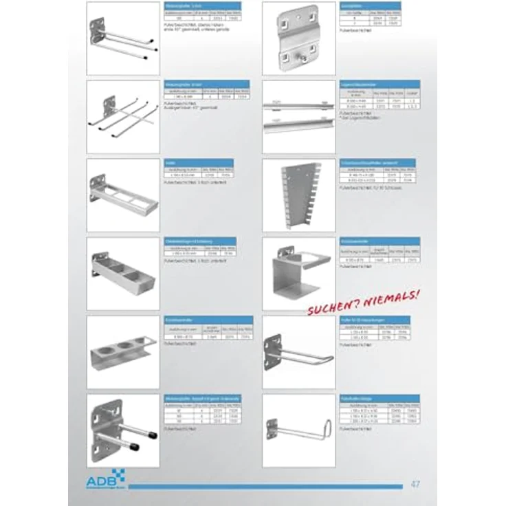 ADB Werkzeughalter Lochwand Haken Halter 150 mm, mit geradem Hakenende, RAL 9005 Tiefschwarz – Bild 3