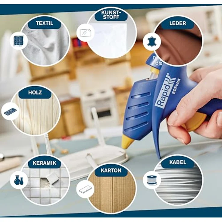 Rapid EG Point kabellose Heißklebepistole, Präzisionsdüse, 7mm Klebesticks, 5-Minuten-Aufheizzeit, integrierter Ständer, leichtes Design – Bild 4