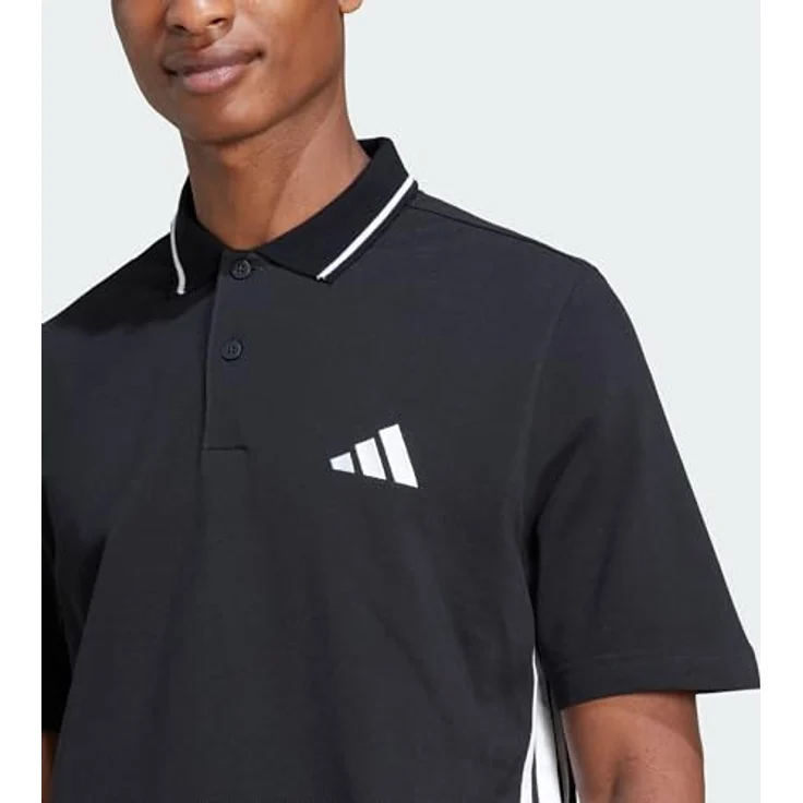 adidas Sportswear Poloshirt ESSENTIALS 3-STREIFEN PIQUÉ POLOSHIRT, recyceltes Material, moderner Komfort, schwarz – Bild 3