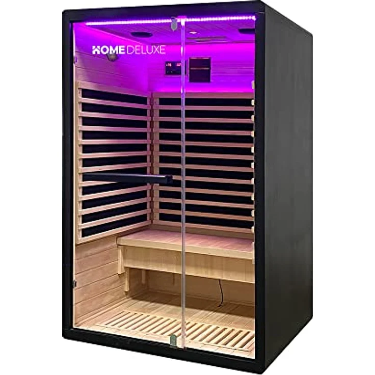 Home Deluxe – Infrarotkabine – Nero - M – 120 x 105 x 190 cm - für 2 Personen, 4 Karbon - Flächenstrahler – Holz: Hemlocktanne I Infrarotsauna, Sauna, Wärmekabine, Infrarot – Bild 4