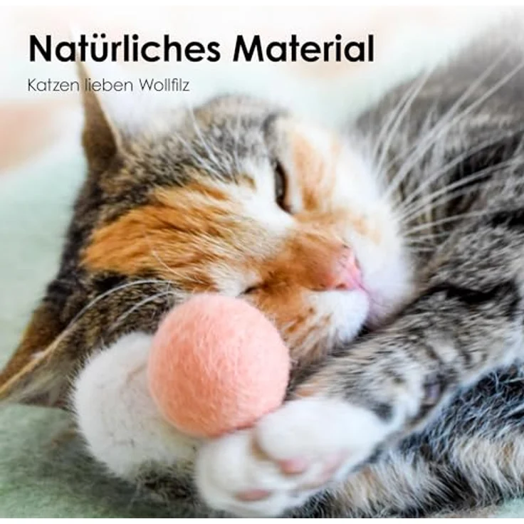 LucyBalu® Filzbälle für Katzen, 6er Set aus 100% Wolle, natürliche Spielbälle in Peach Fuzz, Fair Trade aus Nepal – Bild 4