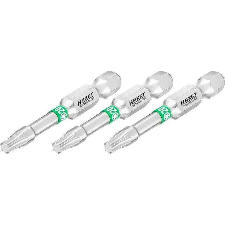 Hazet Bit 2223NSLG-T20/3, 1/4 Zoll Sechskant massiv mit Innen TORX® Profil, 50 mm Länge, 3-teilig, schwarz