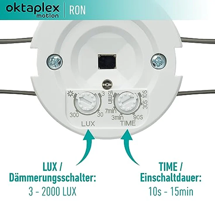 Oktaplex motion Oktaplex Ron Einbau-Bewegungsmelder Innen flach 360 Grad / 8m Infrarot Sensor Deckenbewegungsmelder 3-Draht 230V LED geeignet, weiß – Bild 3